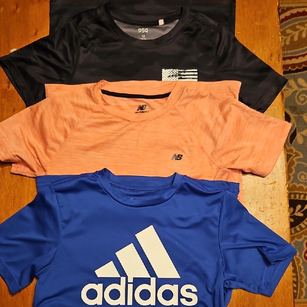 Set Of 3 Boy's Shirts. Adidas, New Balance & DSG. Size Medium, (10-12)